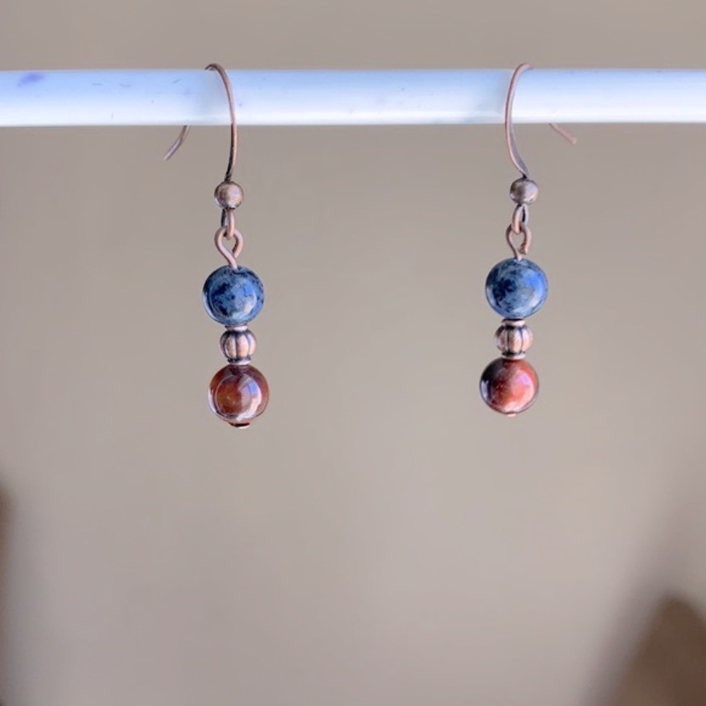 21192 Blue Aventurine & Bronzite Earrings 21192